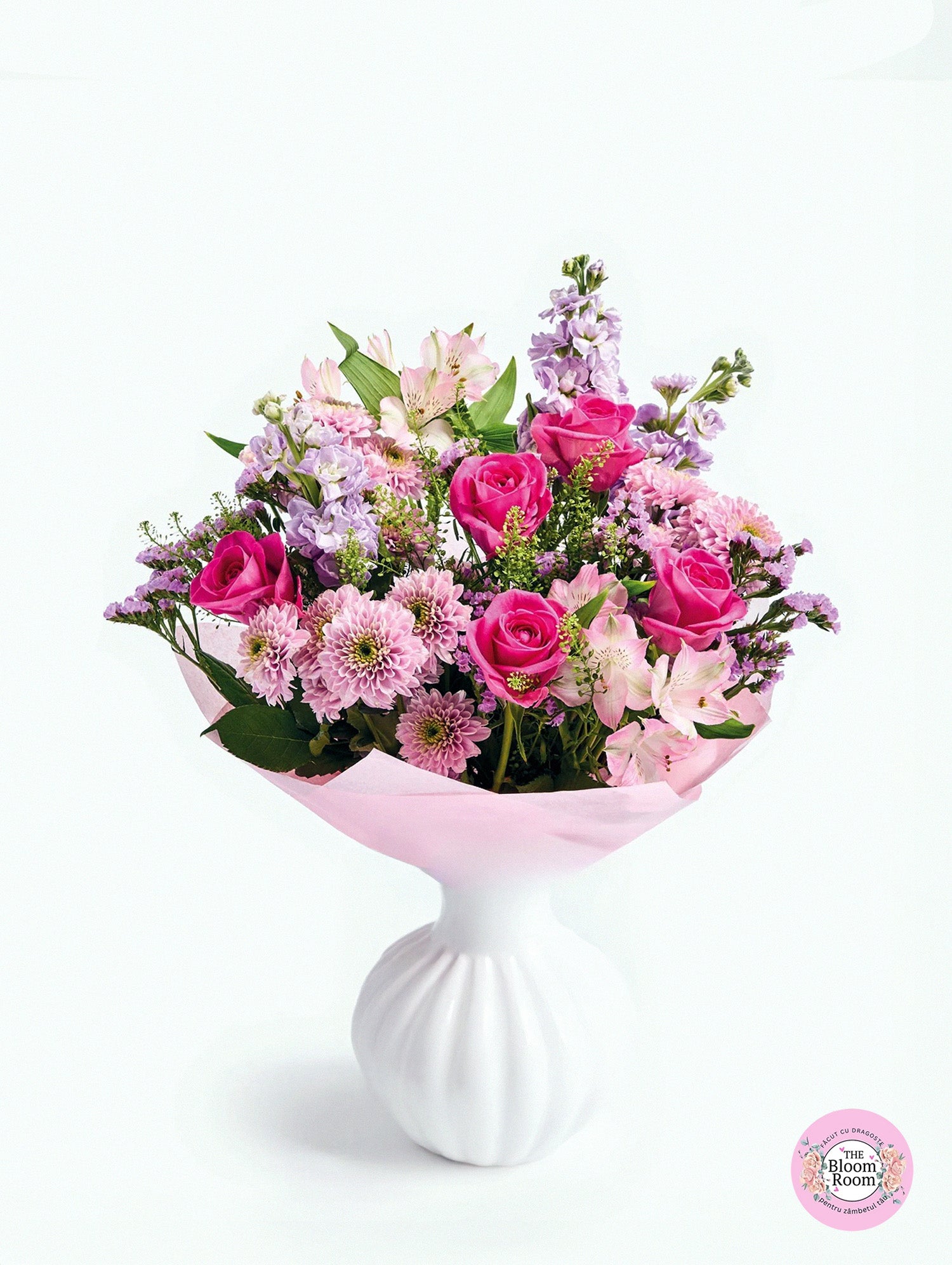 Trandafir pastel și Chrysanthemum Buchet de flori proaspete